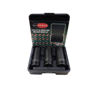 1/2" Набір головок ударних тонкостінних 3 предмети, 1/2" (17,19,21мм, 6-гран.) в кейсі ROCKFORCE RF-4032TH