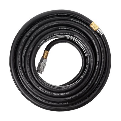 Шланг резиновый воздушный армированный 20атм, 8*15мм, 20м с быстроразъемными соединениями Intertool PT-1732