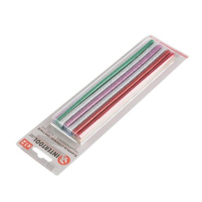 Комплект клейових стрижнів кольорових перламутрових 7.4мм*200мм, 12шт Intertool RT-1034