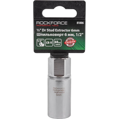 Головка шпильковерт 6мм 1/2",на пластиковом держателе ROCKFORCE RF-81806