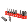 Набор бит TORX с отверстием 10 предметов 1/4" (TН 7,8,9,10,15,20,25,27,30,40-25мм), в блистере ROCKFORCE RF-21022T