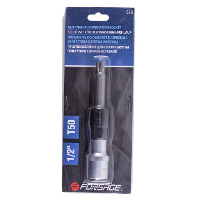 Приспособление для снятия муфты генератора с битой вставкой Т50 1/2" , в блистере Forsage F-678