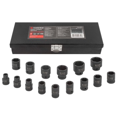 Набір ударних головок, 15 предметів 1/2" 6гр. (10,12,13,14,15,16,17,18,19,21,22,24,27,30,32мм), в метал. кейсі Forsage F-4159-5MPB