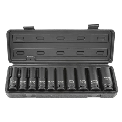 Набір головок ударних глибоких 1/2", 6гр., 10 предметів (10,12-15,17,19,21,22,24), в металевому кейсі Forsage F-4107-5MPB