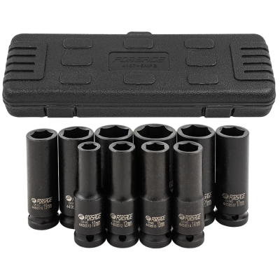 Набор головок ударных глубоких 1/2", 6гр., 10 предметов(10,12-15,17,19,21,22,24), в металлическом кейсе Forsage F-4107-5MPB