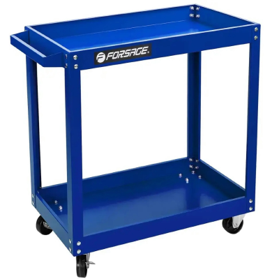 Тележка инструментальная 2-х полочная с навесным лотком и держателем отверток(350х770х820мм, размеры полок-60х350х700мм) Forsage F-1141342