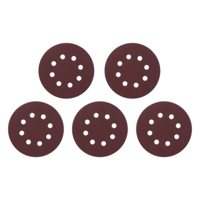 Круг наждачный самоклеющийся 125мм с отверстиями, бумага класс С, плотность 140 г/м2, К180, уп. 5ед Intertool BT-0589