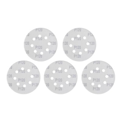 Круг наждачный самоклеющийся 125мм с отверстиями, бумага класс С, плотность 140 г/м2, К120, уп. 5ед Intertool BT-0587