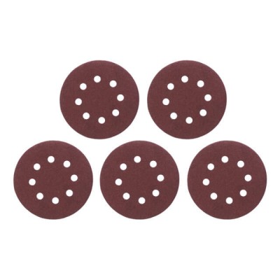 Круг наждачный самоклеющийся 125мм с отверстиями, бумага класс С, плотность 140 г/м2, К100, уп. 5ед Intertool BT-0586