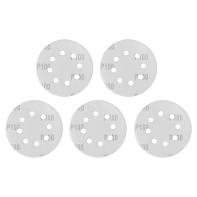 Круг наждачный самоклеющийся 125мм с отверстиями, бумага класс С, плотность 140 г/м2, К100, уп. 5ед Intertool BT-0586