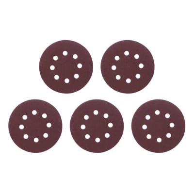 Круг наждачный самоклеющийся 125мм с отверстиями, бумага класс С, плотность 140 г/м2, К80, уп. 5ед Intertool BT-0585
