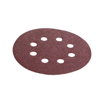 Круг наждачный самоклеющийся 125мм с отверстиями, бумага класс С, плотность 140 г/м2, К80, уп. 5ед Intertool BT-0585