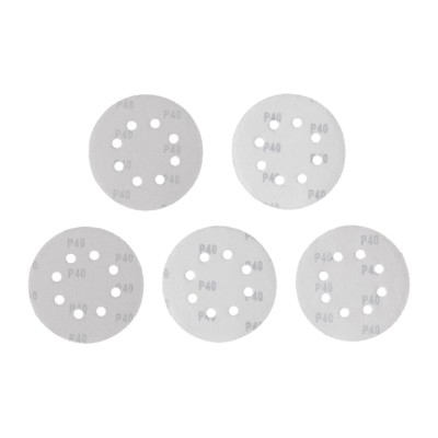 Круг наждачный самоклеющийся 125мм с отверстиями, бумага класс С, плотность 140 г/м2, К40, уп. 5ед Intertool BT-0583