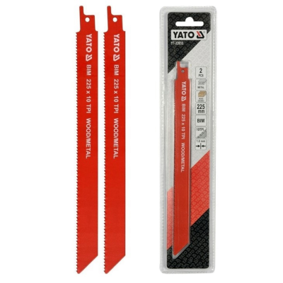 Полотна по дереву и металлу, би-металлические, к сабельной пиле YATO : l=225 мм, h=1 мм, 10 зубов/1", 2 шт YT-33933