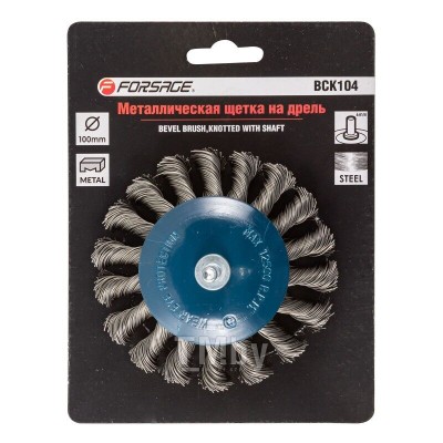 Кордщетка дисковая с хвостовиком для дрели 100мм Forsage F-BCK104