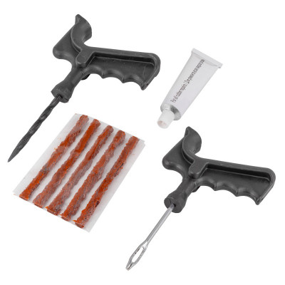 Набор инструментов для ремонта шин 8пр.(шило,протяжка,шнуры-5шт,клей), в блистере Rock FORCE RF-904T8