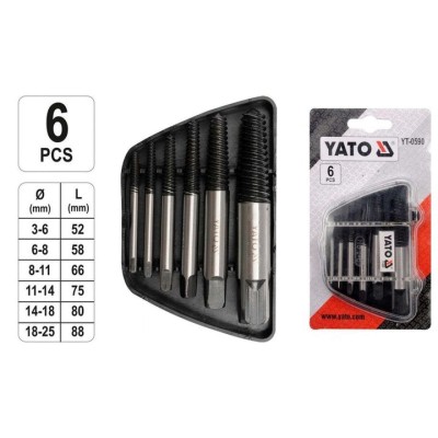 Екстрактори зламаних болтів YATO d3-14 мм 6 шт YT-0590