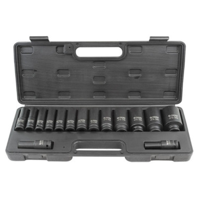 Головки ударные глубокие, набор 15пр., 1/2" (6гр.) Forsage F-4166D-5MPB