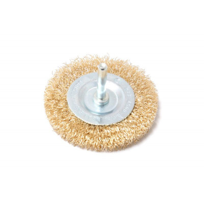 Кордщетка дисковая латунная для дрели 75мм, в блистере RockFORCE RF-BFR003