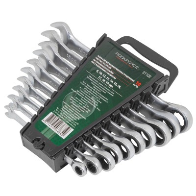 Ключи комбинированные трещоточные (8, 10, 12-19мм), набор 10пр. Rockforce RF-51102