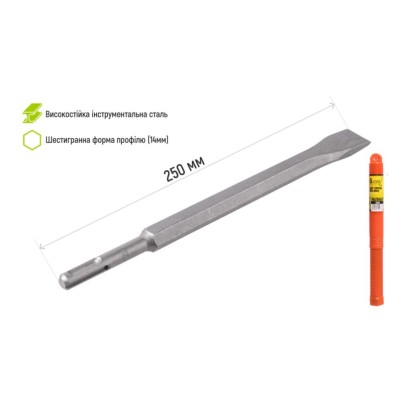 Зубило по бетону плоске SDS-plus 14x250х20мм Alloid С-1425020
