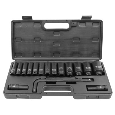 Головки ударные глубокие, набор 15пр., 1/2" (6гр.) Forsage F-4166A-5MPB