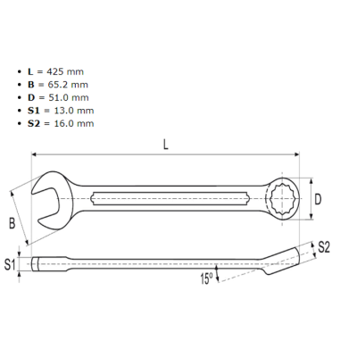 Ключ комбінований YATO М34 x 425 мм YT-00760