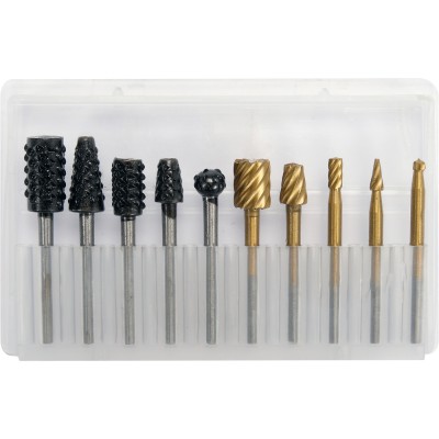 Фрезы разной формы к минишлифмашинкам YATO, Ø=2-16 мм, l=40 мм со шпинделем Ø=3,2 мм, компл. 10шт YATO YT-61730