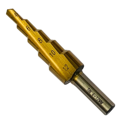 Сверло по металлу ступенчатое HSS-TIN титановое с прямой канавкой Ø4-12мм, шаг 2мм (блистер) SIGMA 1186041