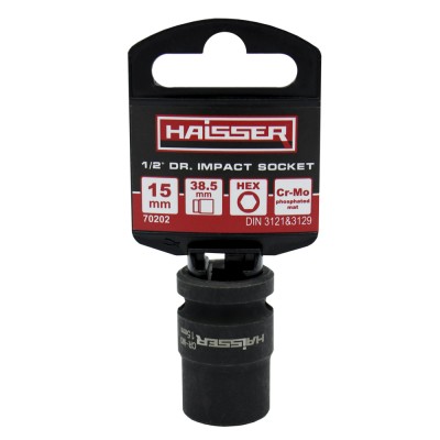 Головка ударная шестигранная 1/2" 15x38.5мм Haisser 70202 (117556)