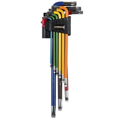Набір Г-подібних ключів TORX екстра-довгих з відп. 9 од. S2 T10-50 Haisser 48117 (109344)