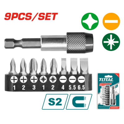 Набір насадок для шуруповерта тримач 9 предметів TOTAL TACSD3091