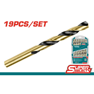Набір спіральних свердлів зі швидкорізальної сталі, HSS 19шт TOTAL TAKSDB9195