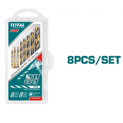 Набір спіральних свердел по металу зі швидкорізальної сталі, HSS 8 шт TOTAL TACSD0801