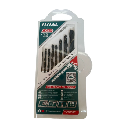 Набір спіральних свердел по металу зі швидкорізальної сталі, HSS 8 шт TOTAL TACSD0801