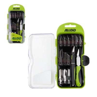 Ніж-скальпель для вирізання зі змінними лезами сталь SK5 14шт Alloid НА-0695