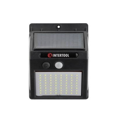 Світильник акумуляторний настінний 144SMD, вуличний, сонячна панель, датчик руху Intertool LB-0114