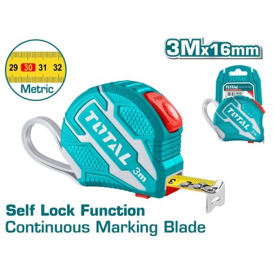 Рулетка гумова Self Lock 3 м х 16 мм TOTAL TMT126231M