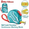 Рулетка гумова Self Lock 5 м х 19 мм TOTAL TMT126251M
