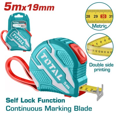 Рулетка гумова Self Lock 5 м х 19 мм TOTAL TMT126251M