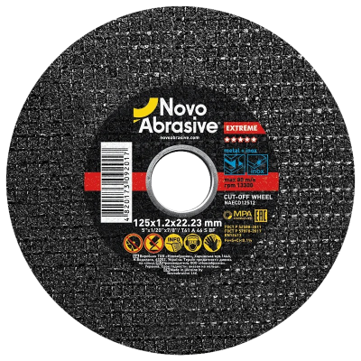 Круг отрезной NovoAbrasive Extreme 125x1,2x22,23 мм, по металлу и нержавеющей стали NAECD12512