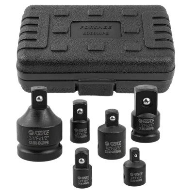 Набор адаптеров ударных, 6 предметов (1/4"(F)x3/8"(M), 3/8"(F)x1/4"(M), 3/8"(F)x1/2"(M), 1/2"(F)x3/8"(M), 1/2"(F)x3/4"(M), 3/4"(F)x1/2"(M) FORSAGE F-4069MPB