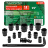 Набор ударных головок 15 предметов, 1/2", 6-гр. RockForce RF-4159K
