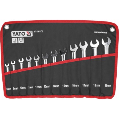 Набор ключей комбинированных с трещоткой и шарниром 12 шт YATO YT-16973