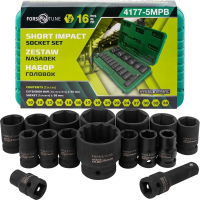 Набор головок ударных 16пр. 1/2'' (6-гр.) (10-32мм) FORSandTune FST-4177-5MPB
