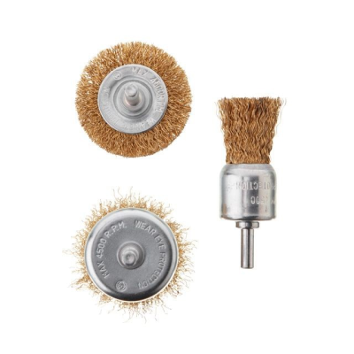 Набор щеток проволочных для дрели, 3 ед. (50, 50, 30 мм), латунное покрытие Intertool BT-0302