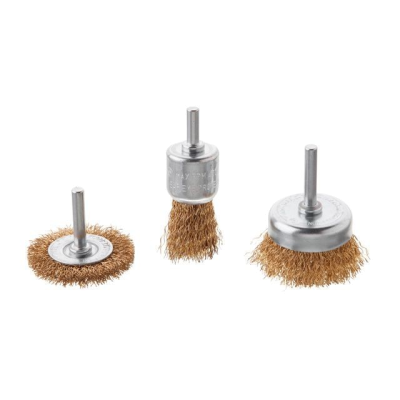 Набор щеток проволочных для дрели, 3 ед. (50, 50, 30 мм), латунное покрытие Intertool BT-0302