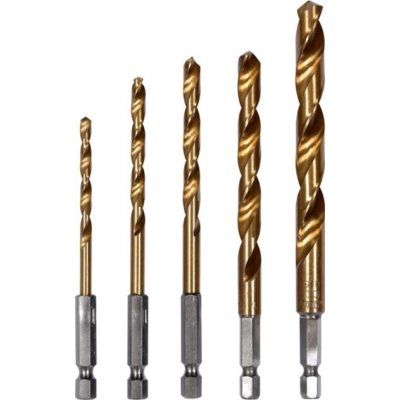 Набор сверл по металлу с шестигранным хвостовиком 1/4" YATO HSS-TiN 4-10 мм 5 шт YT-44700