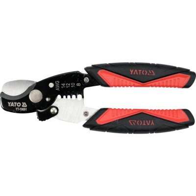 Кабелерез для кабелей/прутов ⌀10.5/3 мм с сьемником изоляции ⌀1.6-3.2 мм 170 мм YATO YT-19691