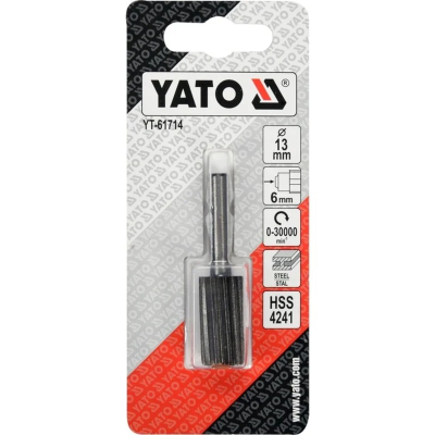 Фреза цилиндрическая по металлу YATO Ø13 x 25/55 мм HSS 4241 хвостовик- Ø6 мм YT-61714